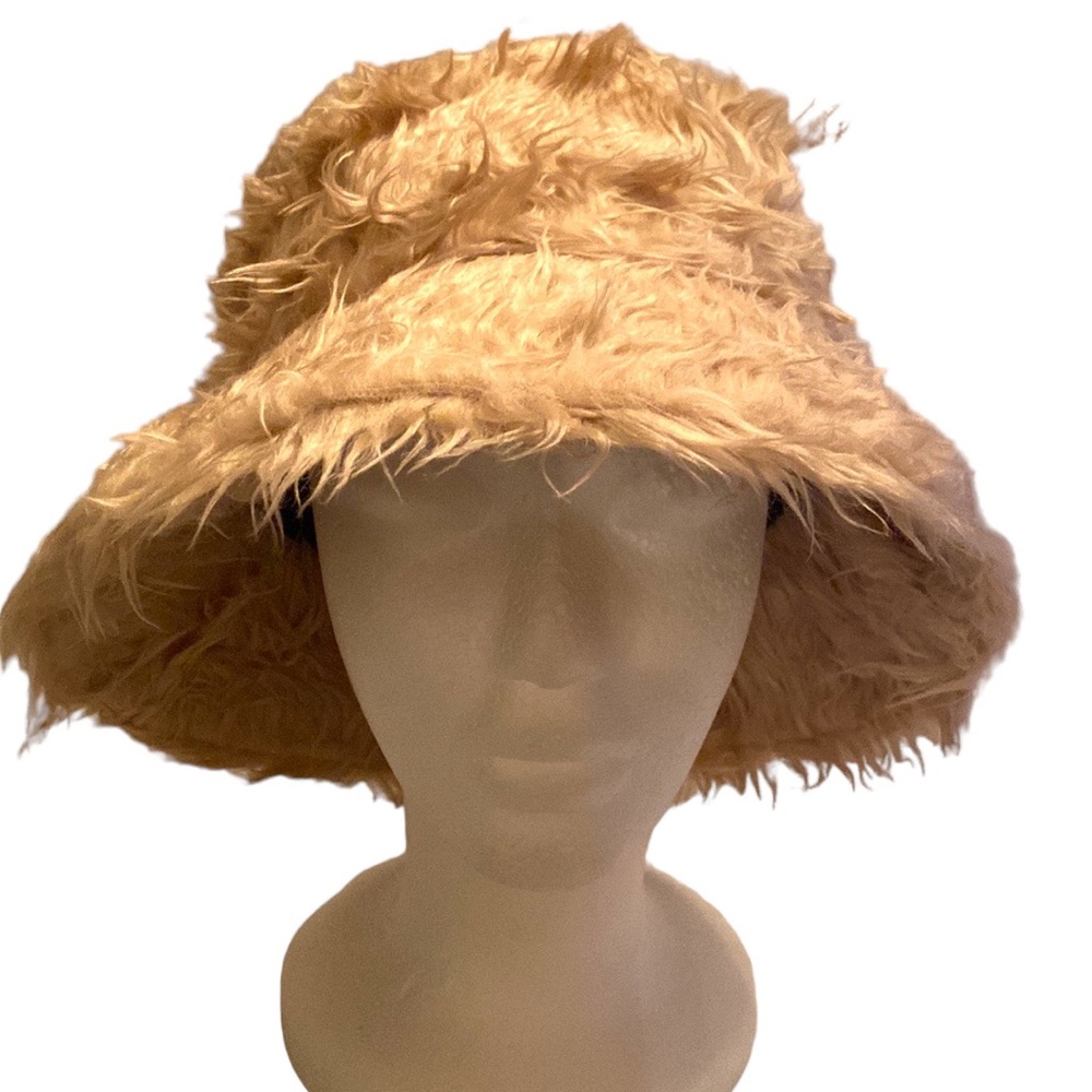 Shaggy Fuzzy Faux Fur Camel Bucket Hat